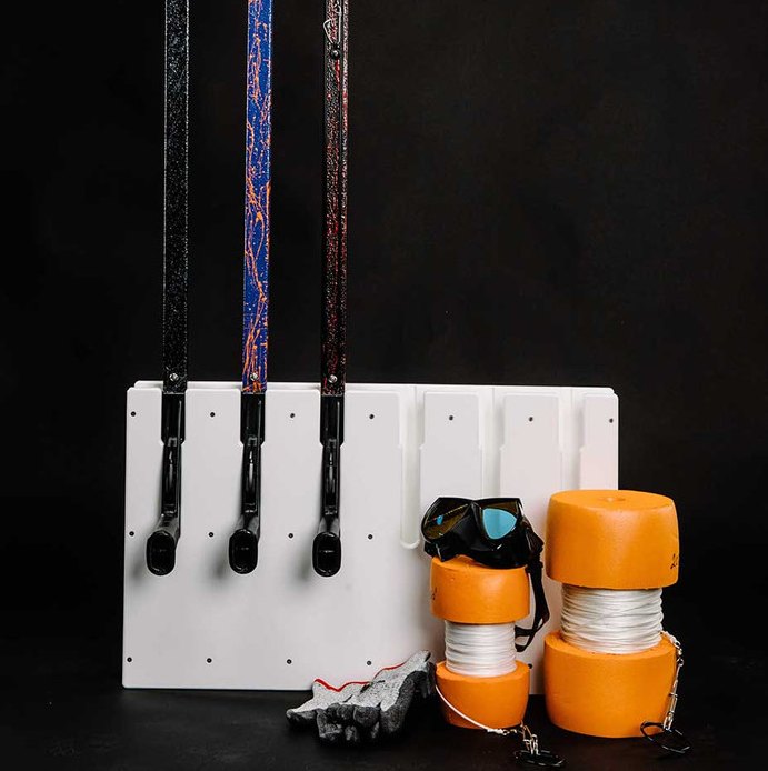 Keep your spearguns stored safe and secure with Mangrove Marine's Vertical Speargun Rack! Made by a lifetime speargun diver for speargun divers. Quality materials offer the long term value and quality you demand for your marine life. King brand Starboard, stainless hardware, and FITS most American and Euro style gun butts.
